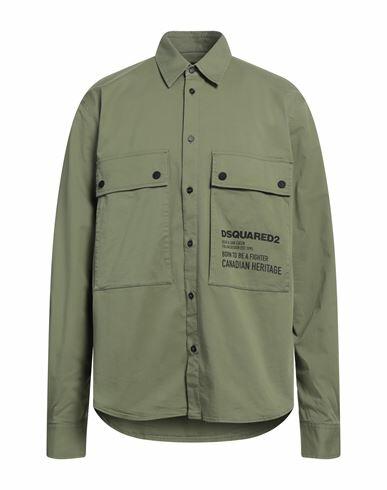 Dsquared2 Man Shirt Military green Cotton, Elastane Cover