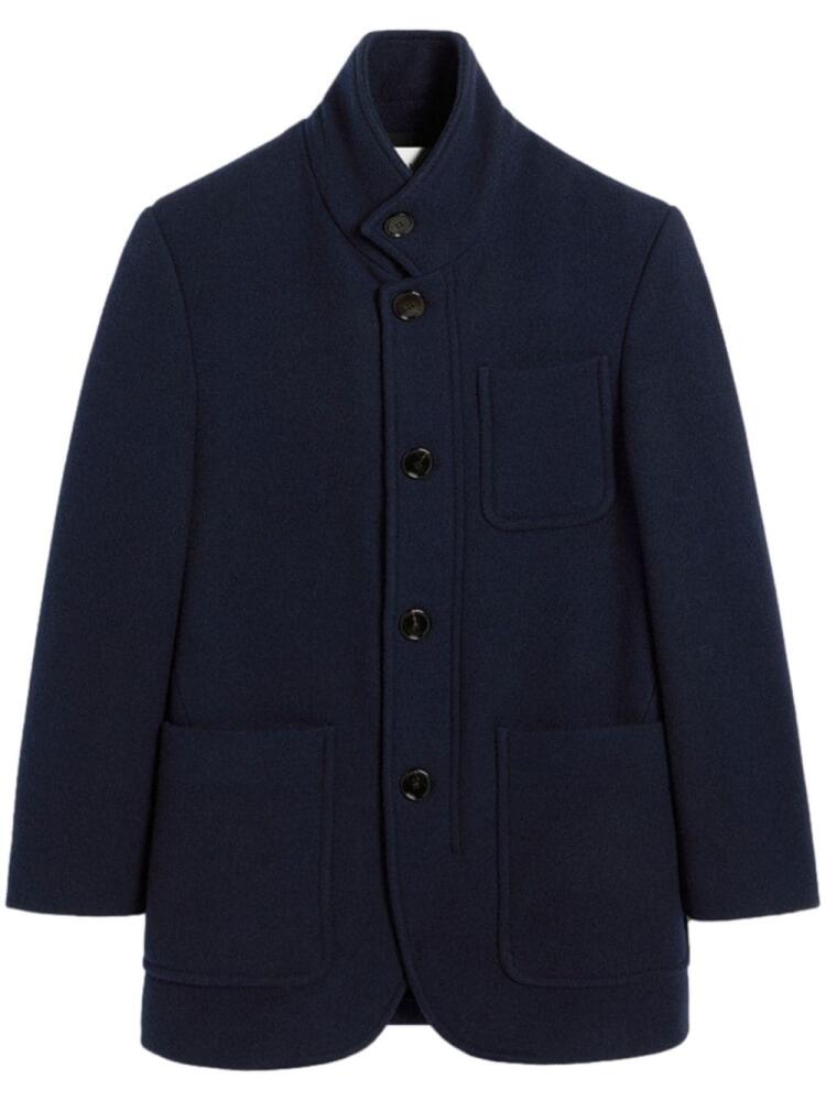 AMI Paris high collar short coat - Blue Cover