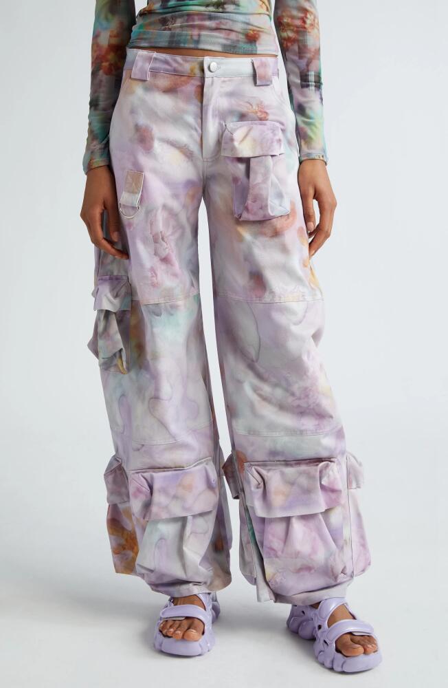 Collina Strada Garden Oversize Cotton Cargo Pants in Molten Flowers Cover