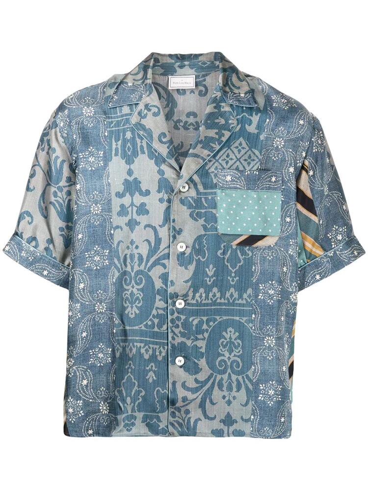 Pierre-Louis Mascia mix-print silk shirt - Blue Cover