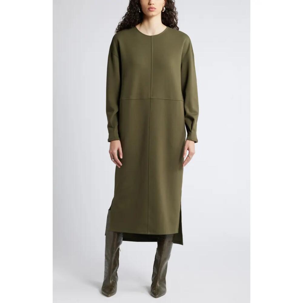 Nordstrom Long Sleeve Shift Sweatshirt Dress in Olive Night Cover