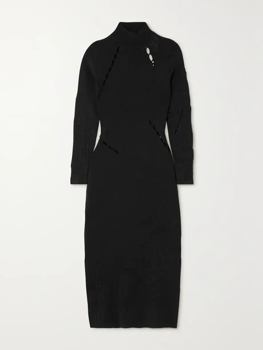 adidas Originals - + Y-3 Cutout Knitted Dress - Black Cover