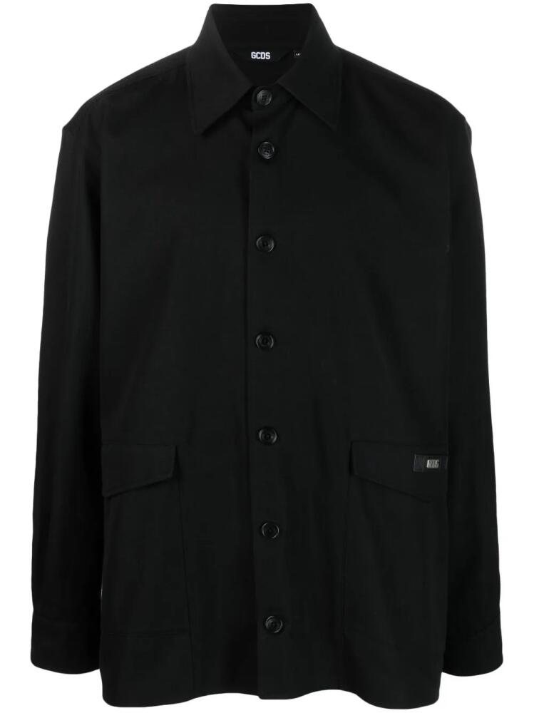 GCDS logo-patch cotton shirt jacket - Black Cover