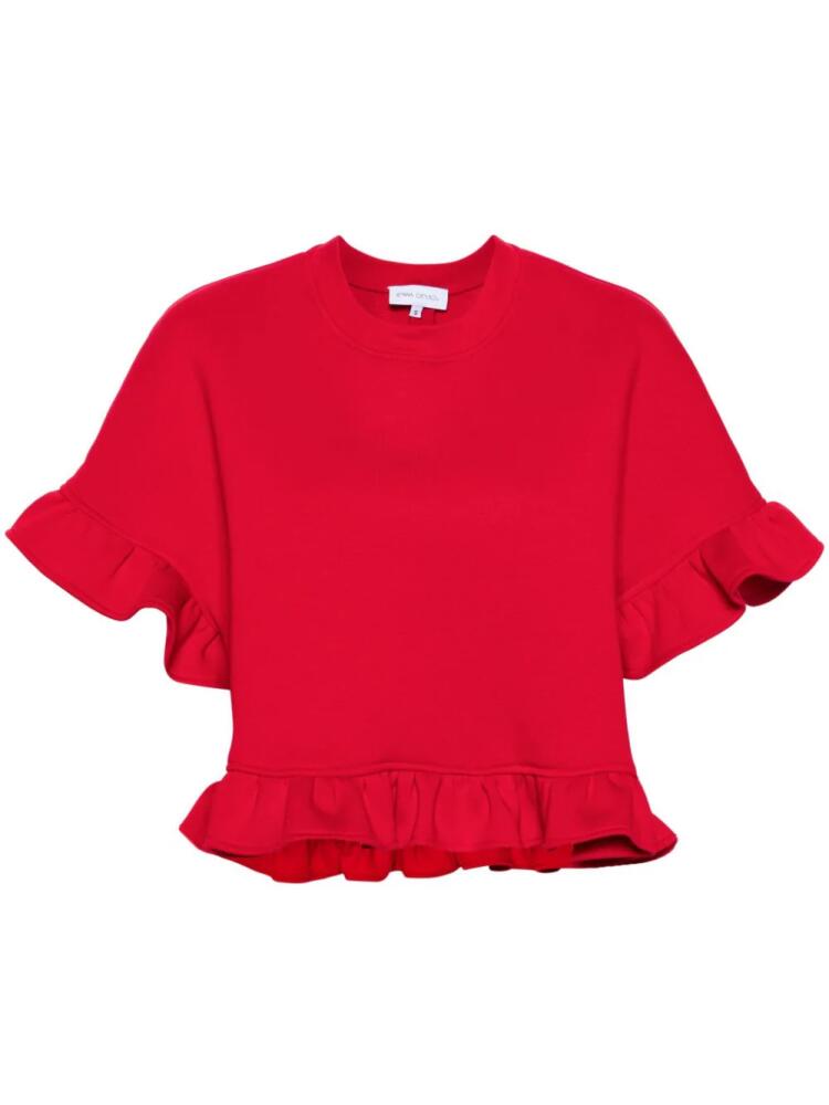 Ioana Ciolacu Peony ruffled jersey top - Red Cover