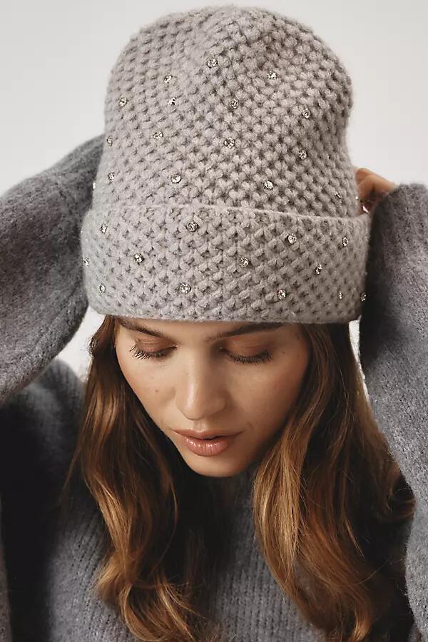 Maeve Rhinestone Waffle Knit Beanie Cover