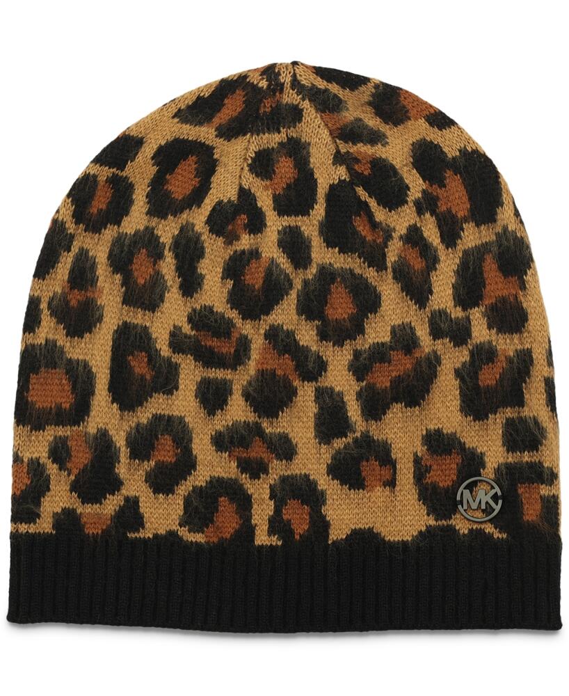 Michael Michael Kors Women's Brushed Three Color Leopard Beanie - Dark Camel Cover