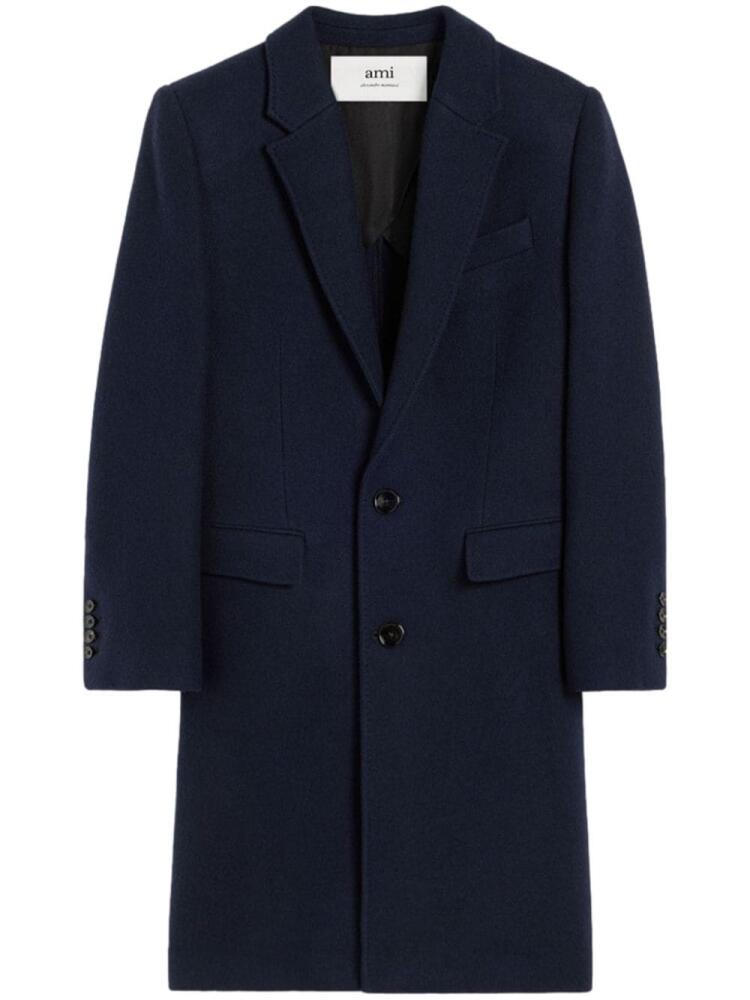 AMI Paris wool single-breasted coat - Blue Cover