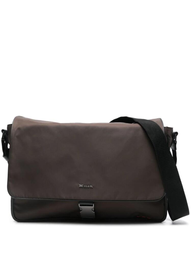 Kiton logo-plaque messenger bag - Brown Cover