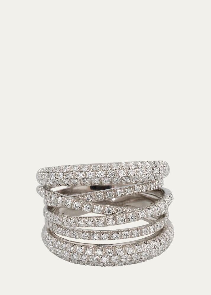 Sidney Garber 18K White Gold Diamond Scribble Band Ring, Size 7 Cover