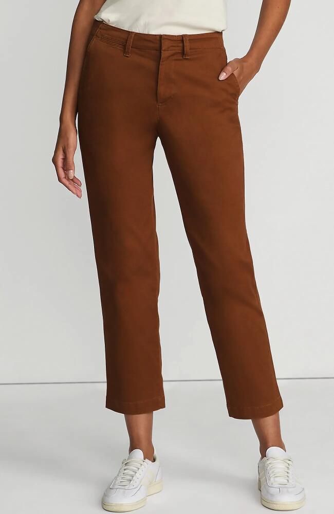 Lands' End Mid Rise Classic Straight Leg Chino Ankle Pants in Dark Caramel Cover