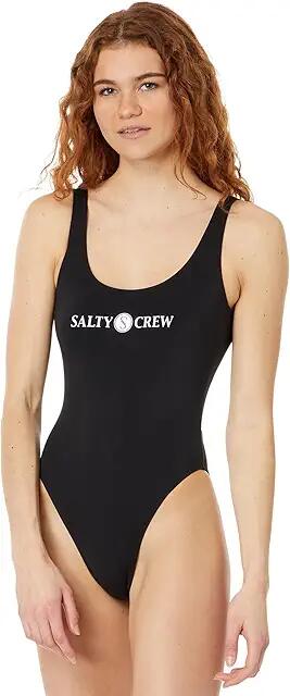 Salty Crew Charter One-Piece Swimsuit (Black) Women's Swimsuits One Piece Cover