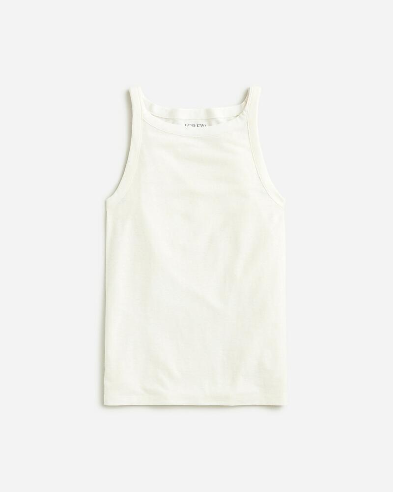 J.Crew High-neck tank top in stretch linen blend Cover