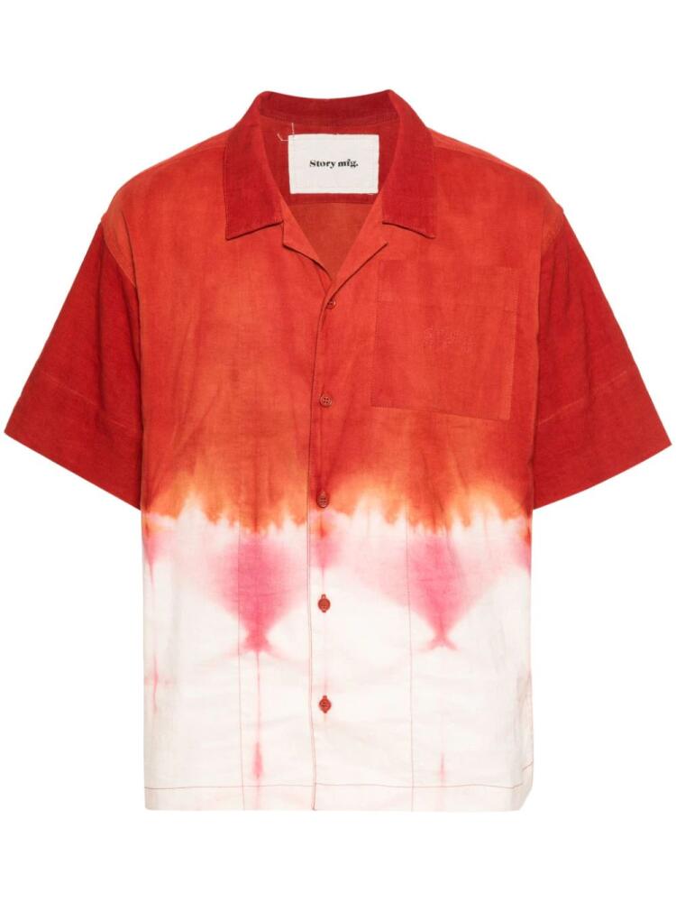 STORY mfg. Greetings Grapefruit Clamp-dye shirt - Red Cover