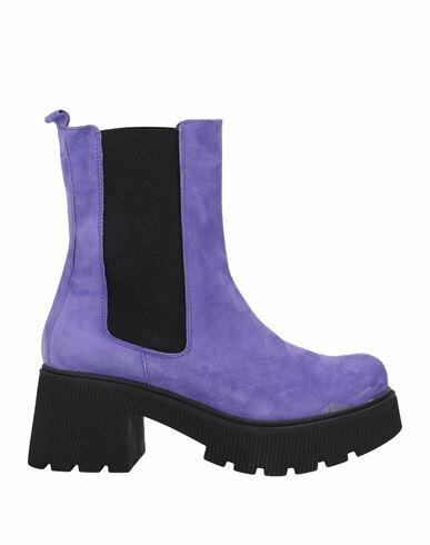 Divine Follie Woman Ankle boots Purple Soft Leather Cover