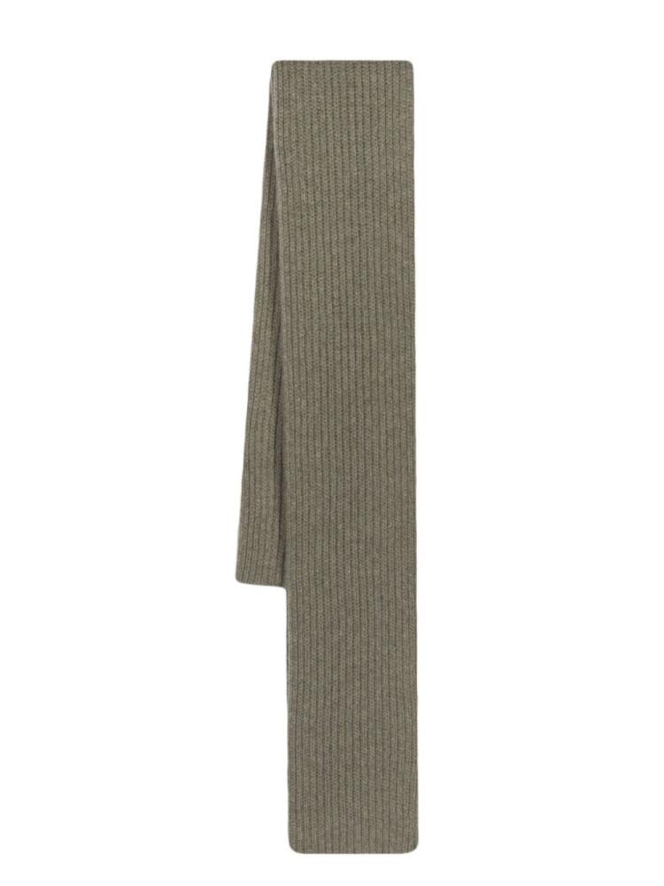 GANNI ribbed-knit rectangle scarf - Green Cover