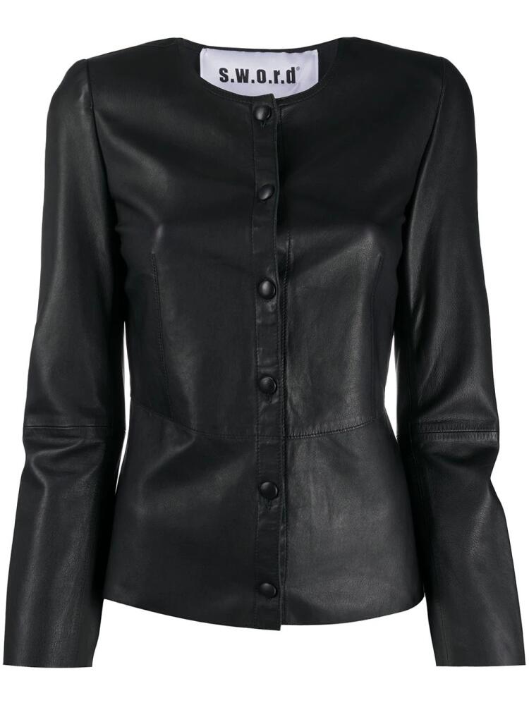 S.W.O.R.D 6.6.44 collarless leather jacket - Black Cover