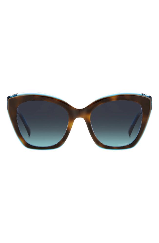 Missoni 54mm Cat Eye Sunglasses in Havana Teal/Grey Shaded Blue Cover