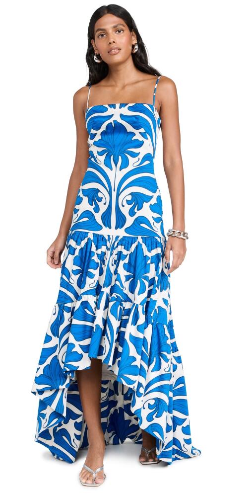 Andres Otalora Joya Tiered Dress Ivory/Cobalt Blue Mosaique Cover