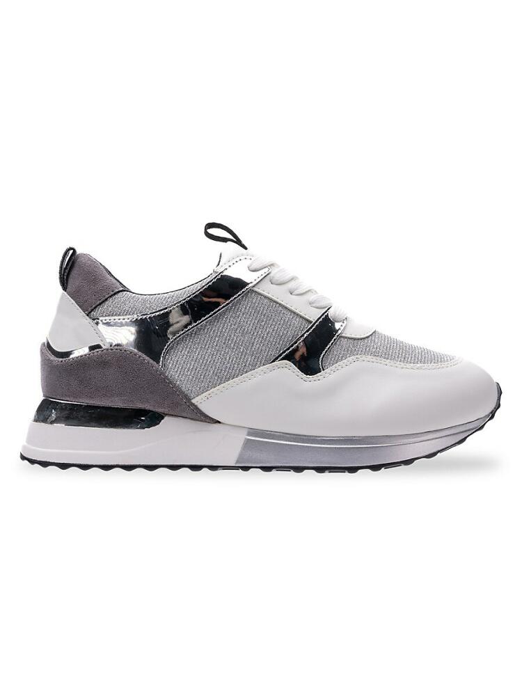 Lady Couture Women's Solo Metallic Colorblock Sneakers - White Multi Cover