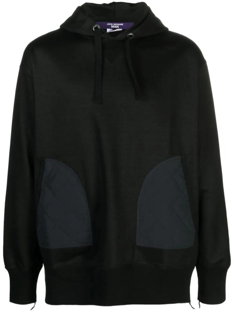 Junya Watanabe MAN ripstop-panel cotton hoodie - Black Cover