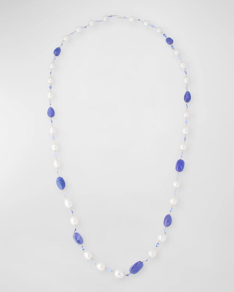 Belpearl 18K White Gold 9.5-12mm South Sea Pearl and Tanzanite Necklace Cover