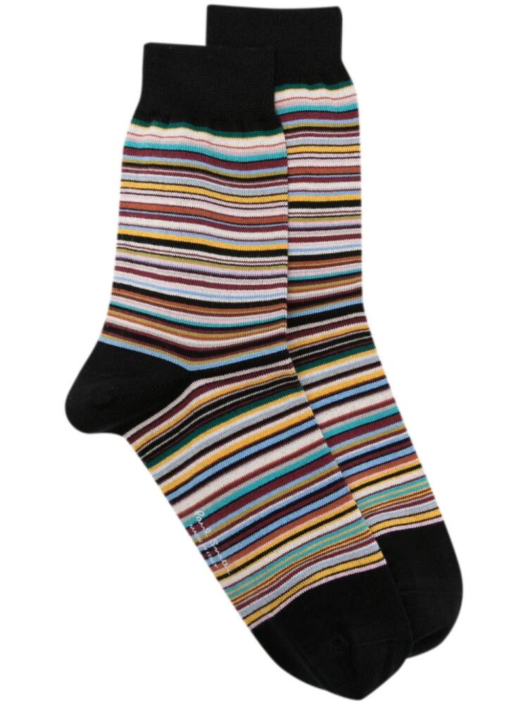 Paul Smith logo-print striped ankle socks - Black Cover