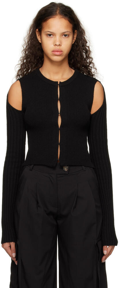 OPEN YY Black Cutout Cardigan Cover