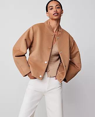 Ann Taylor Petite Bomber Snap Front Jacket Cover