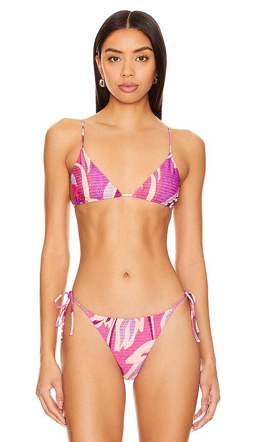 MIKOH Oska Bikini Top in Pink Cover