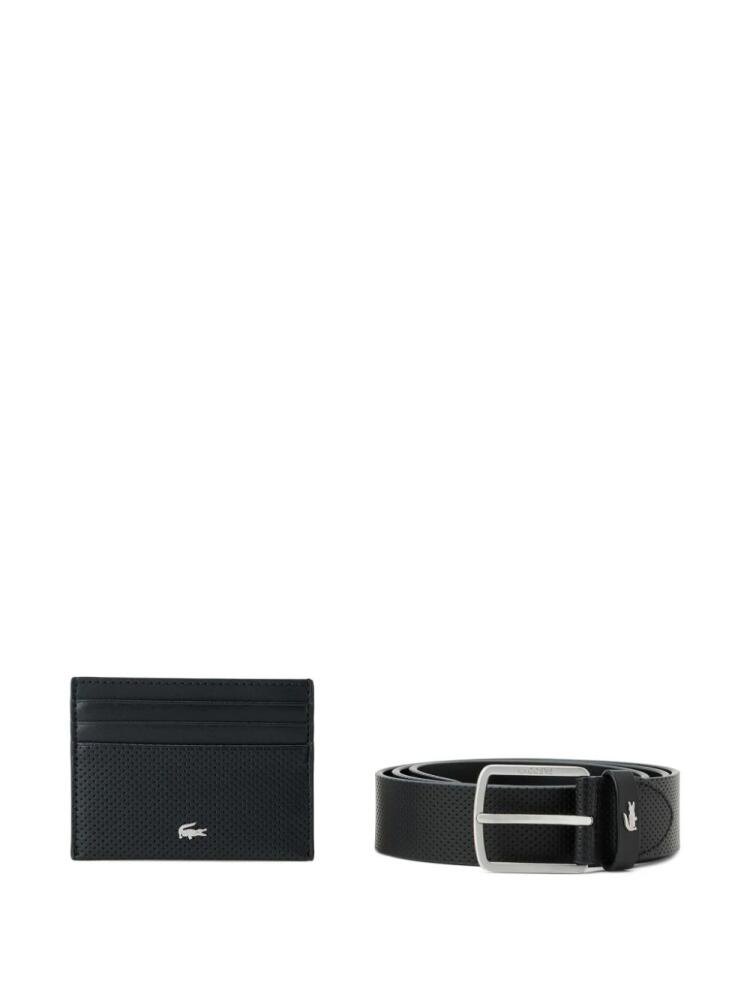 Lacoste leather belt and cardholder set - Black Cover