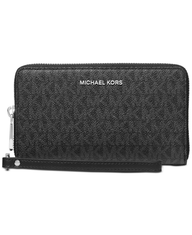 Michael Michael Kors Logo Jet Set Flat Multifunction Phone Case - Black/Silver Cover