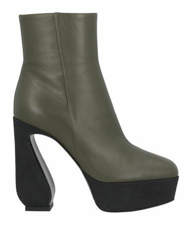 Si Rossi By Sergio Rossi Woman Ankle boots Military green Soft Leather, Textile fibers Cover