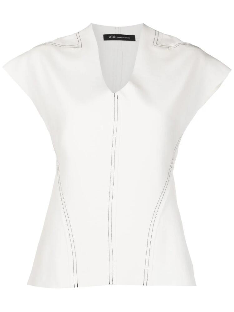 Uma | Raquel Davidowicz contrast-stitching V-neck top - White Cover