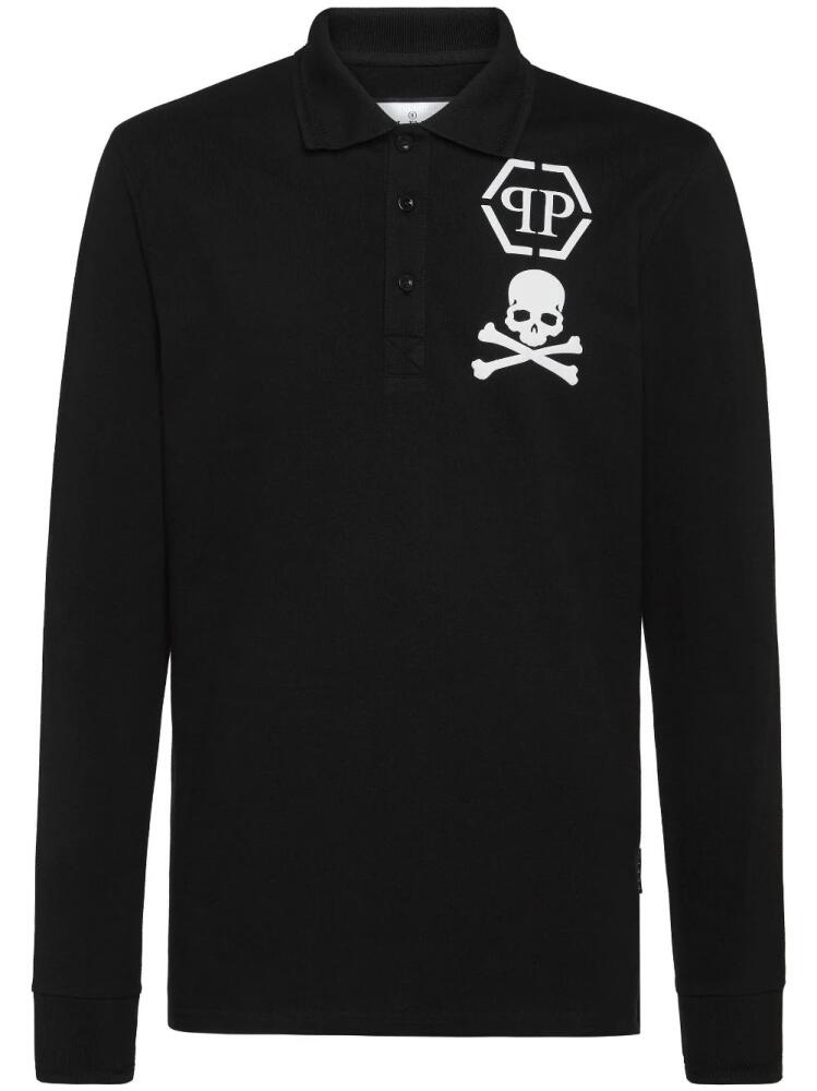 Philipp Plein skull-print cotton polo shirt - Black Cover