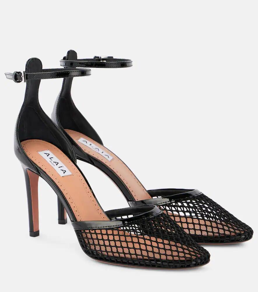 Alaïa Leather-trimmed mesh pumps Cover