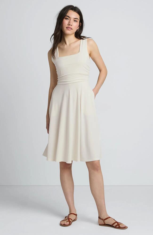 Lands' End Cupro Fit and Flare Sleeveless Dress in Ivory Cover