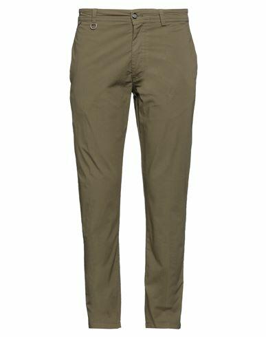 Paolo Pecora Man Pants Military green Cotton, Elastane Cover