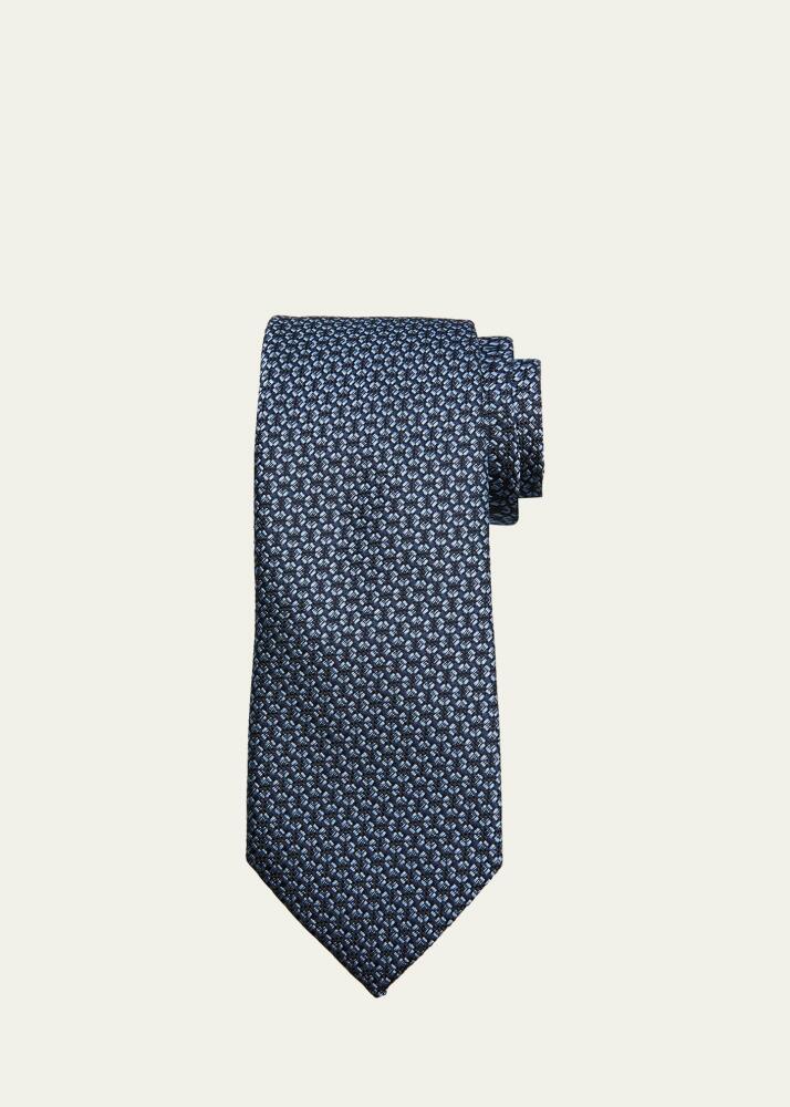 ZEGNA Men's Geometric Jacquard Silk Tie Cover