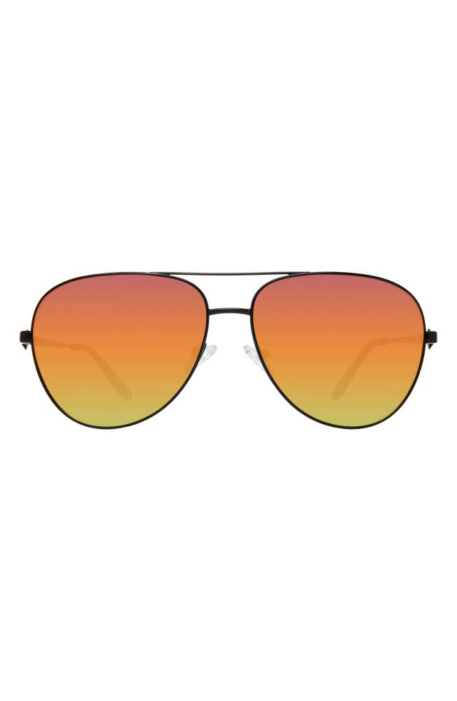 Kurt Geiger London Shoreditch 62mm Oversize Aviator Sunglasses in Black Fuchsia/Rainbow Cover