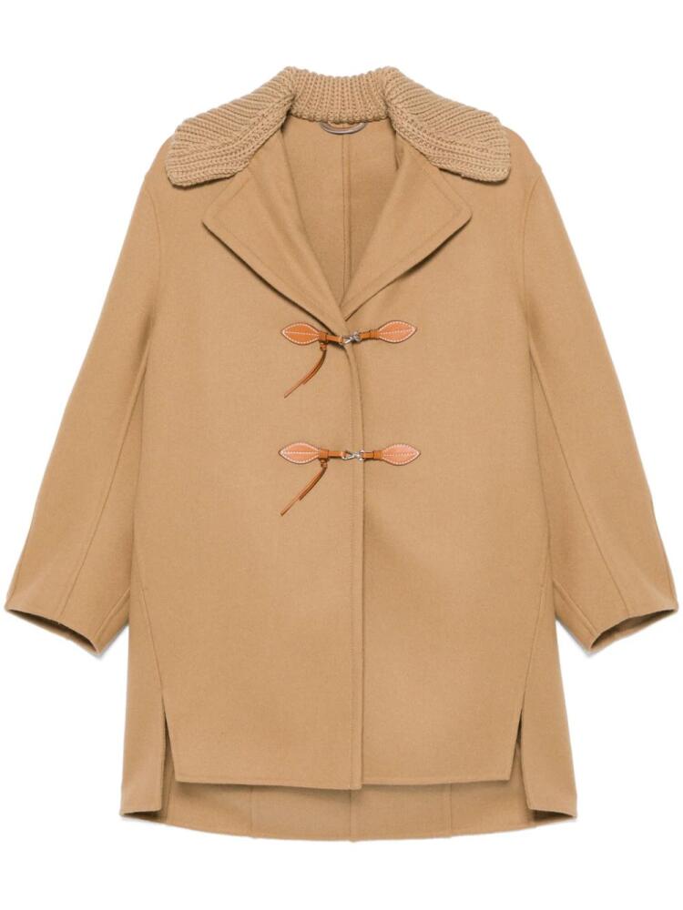 Ermanno Scervino ribbed-collar coat - Neutrals Cover