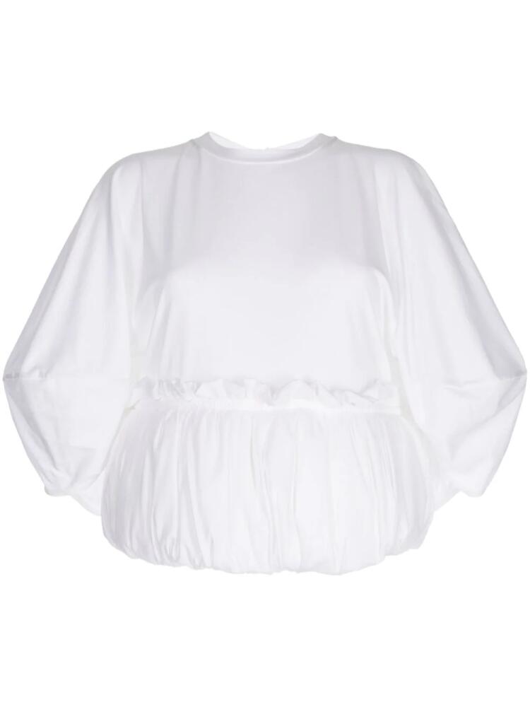 Enföld long-sleeve puffball-hem blouse - White Cover