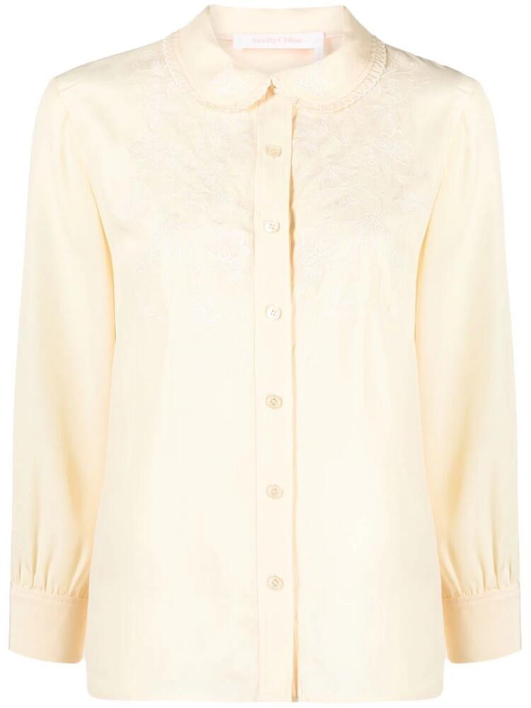 See by Chloé floral-embroidery long sleeved shirt - Neutrals Cover