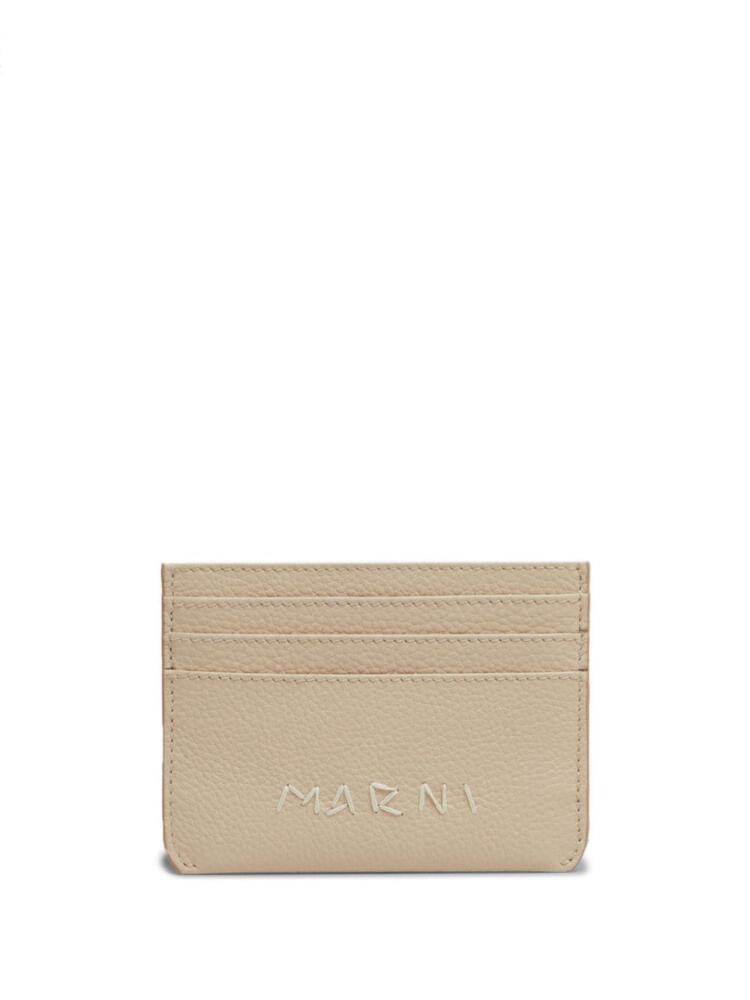 Marni embroidered logo leather card holder - Neutrals Cover