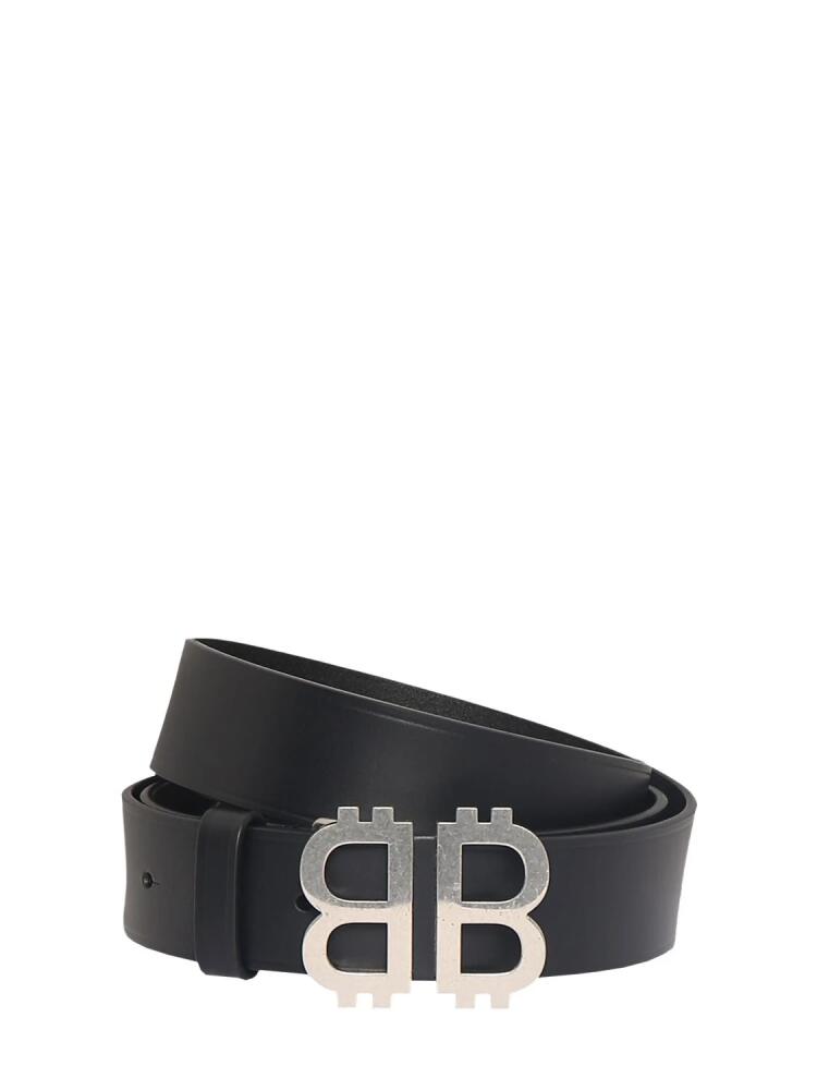 BALENCIAGA 3.5cm Crypto Bb Leather Belt Cover