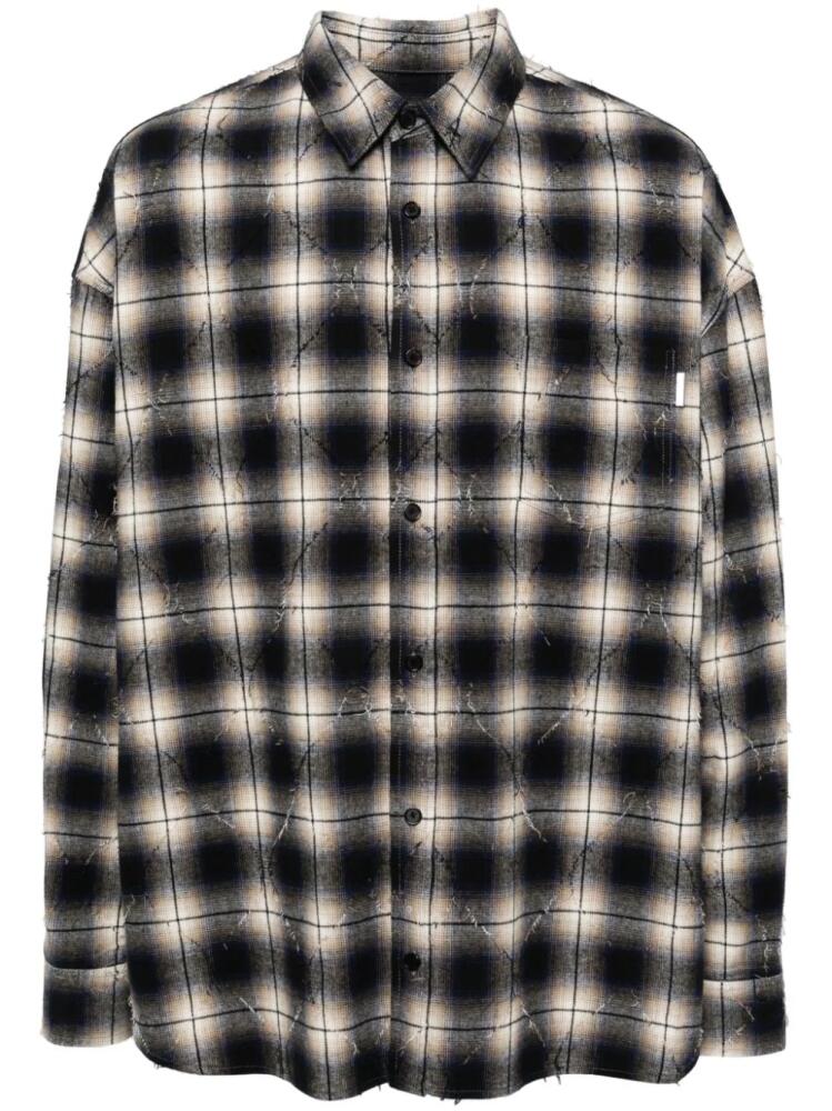 Juun.J plaid-check distressed shirt - Blue Cover