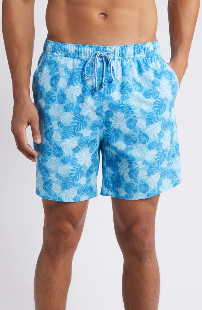 Peter Millar Linework Monstera Swim Trunks in Seasalt Cover