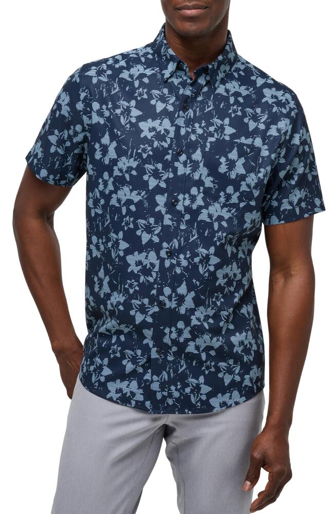 TravisMathew Bombadier Floral Short Sleeve Button-Up Shirt in Total Eclipse Cover