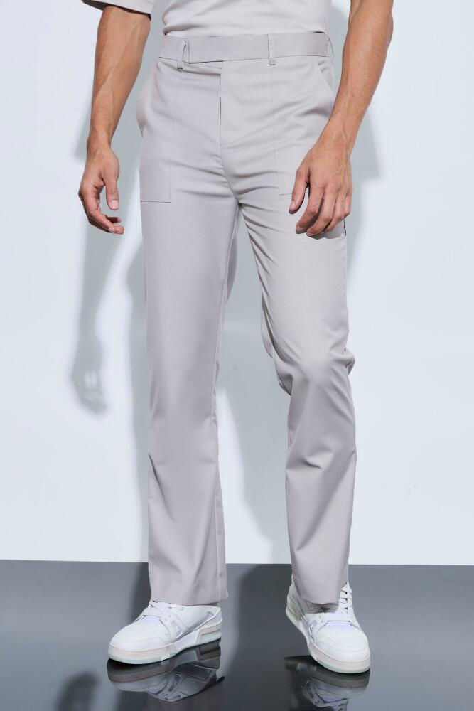 boohoo Mens Oversized Pocket Flared Dress Pants - Beige Cover