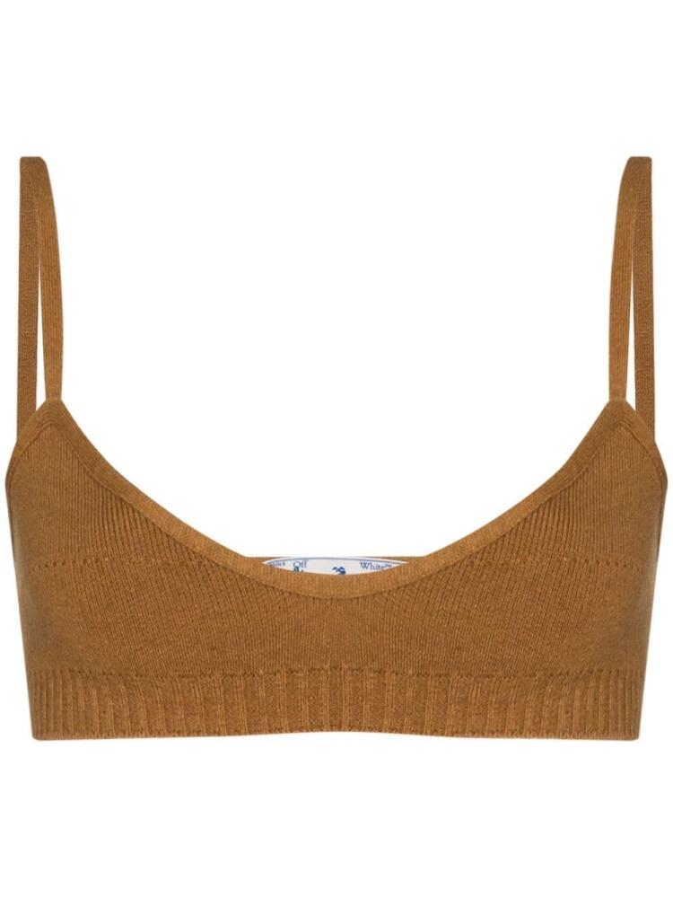 Off-White fine-knit strappy bralette - Brown Cover