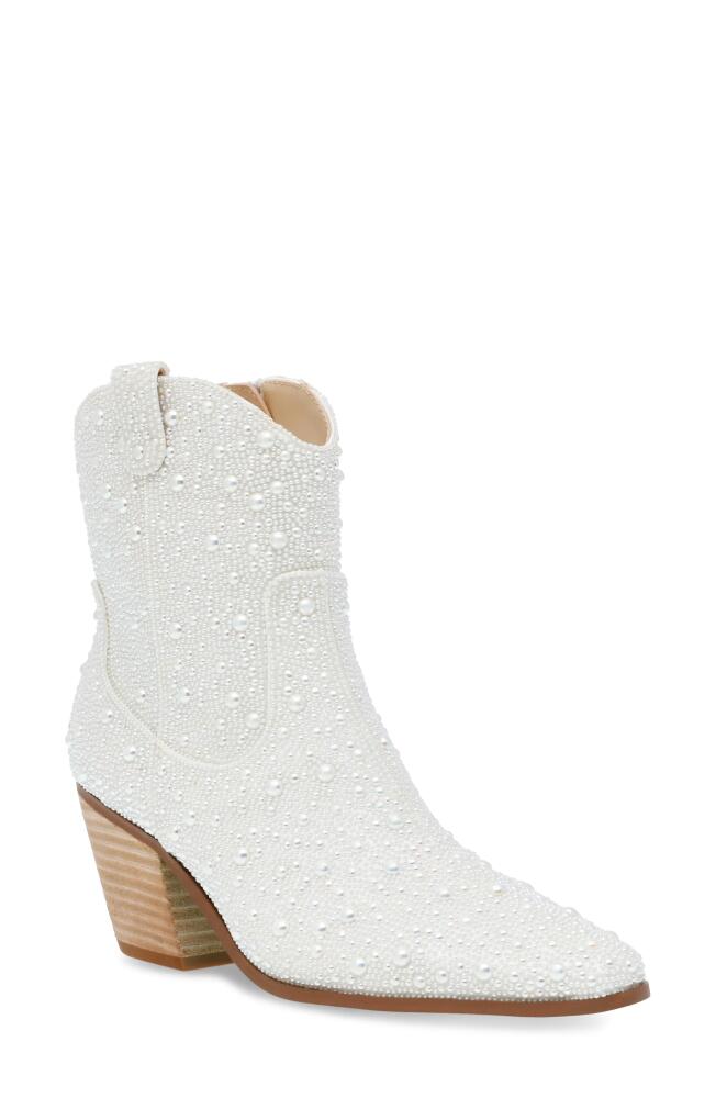 Betsey Johnson Diva Embellished Western Bootie in Pearl Cover